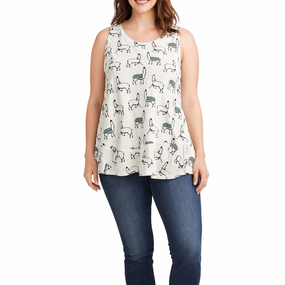 Ann Taylor Factory Size Small Llama Print Peplum Sleeveless Top